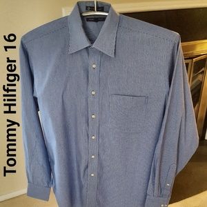 Tommy Hilfiger Mens Long Sleeve Stripe Dress Shirt